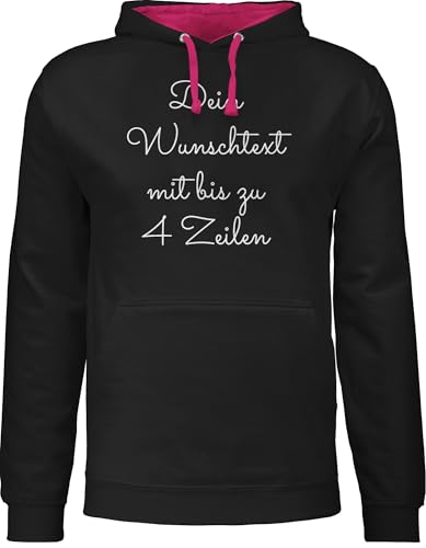 Pullover Herren Frauen Hoodie Kontrast zweifarbig - Aufdruck selbst gestalten - Wunschtext I Geschenk personalisiert - XXL - Schwarz/Fuchsia - eigenem Druck Baumwolle zum selber personalisierte von Geschenk mit Namen personalisiert by Shirtracer