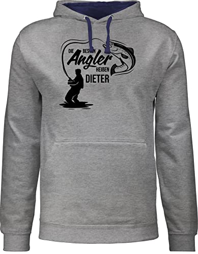 Pullover Herren Frauen Hoodie Kontrast zweifarbig - Besten Angler - Vatertagsgeschenk Angeln Angelzubehör personalisiert mit Namen Angelgeschenkideen Geschenke für Angler Angel Geschenk für Männer von Geschenk mit Namen personalisiert by Shirtracer