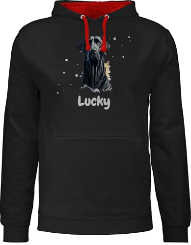 Pullover Herren Frauen Hoodie Kontrast zweifarbig - Hunde - Labrador - Hundebesitzern Geschenk - L - Schwarz/Rot - Hundebesitzer schwarzer Damen Hund Hunden hundemotiv hundemotiven hundemotive von Geschenk mit Namen personalisiert by Shirtracer