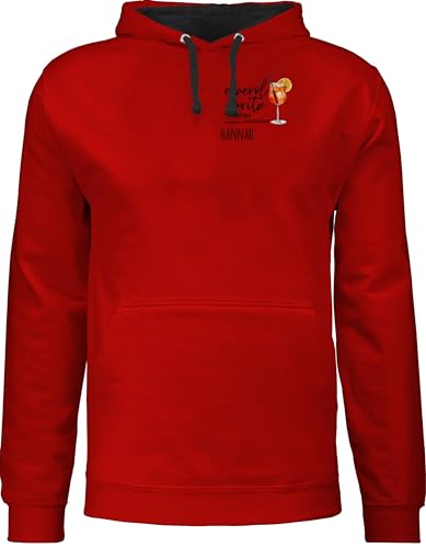 Pullover Herren Frauen Hoodie Kontrast zweifarbig - Karneval Kostüm Damen Fasching - Aperol Spritz Crew mit Name Brustdruck - Mädelsabend JGA Mallorca Mädelsausflug - L - Rot/Schwarz - karnewal von Geschenk mit Namen personalisiert by Shirtracer
