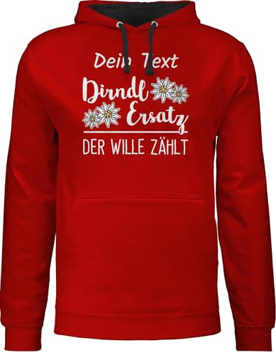 Pullover Herren Frauen Hoodie Kontrast zweifarbig - Kompatibel Oktoberfest - Dirndl Ersatz - der Wille zählt - M - Rot/Schwarz - trachten edelweiß hoodies trachten- edelweiss kapuzenpullover von Geschenk mit Namen personalisiert by Shirtracer
