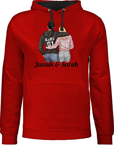 Pullover Herren Frauen Hoodie Kontrast zweifarbig - Liebe - Partner Geschenke Paar King Queen Couple I Pärchen Weihnachts-Geschenke Valentinstag - L - Rot/Schwarz - Paar-Pullover liebeserklärung von Geschenk mit Namen personalisiert by Shirtracer