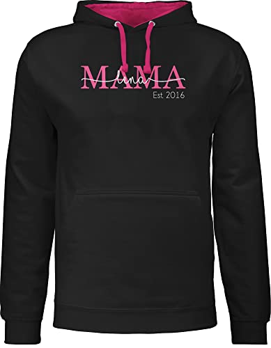 Pullover Herren Frauen Hoodie Kontrast zweifarbig - Mama Mom Mutti Geschenk zum Muttertag - XL - Schwarz/Fuchsia - personalisierte Mum Geschenke für mütter Mutter Sohn mutterzagsgeschenke est von Geschenk mit Namen personalisiert by Shirtracer