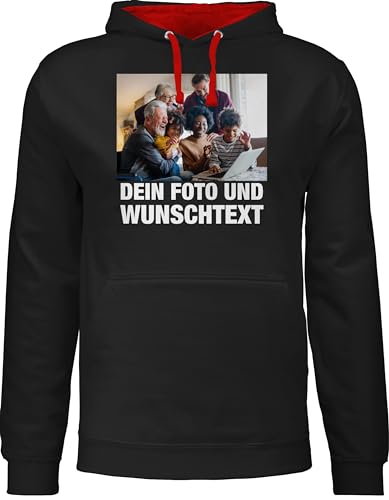 Pullover Herren Frauen Hoodie Kontrast zweifarbig - Geschenk mit Bild I eigenem Foto I Name I eigener Text I Wunschtext - 3XL - Schwarz/Rot - Bedrucken selbst drucken own Photo Pulli Pullover Herren Frauen Hoodie Kontrast zweifarbig - Geschenk mit Bild I eigenem Foto I Name I eigener Text I Wunschtext - 3XL - Schwarz/Rot - Bedrucken selbst drucken own Photo Pulli von Geschenk mit Namen personalisiert by Shirtracer