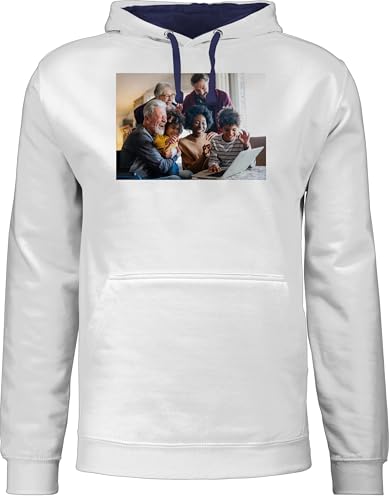 Pullover Herren Frauen Hoodie Kontrast zweifarbig - Geschenk mit Bild I eigenem Foto I Name I eigener Text I Wunschtext - XXL - Grau meliert/Navy Blau - Bedrucken selbst drucken own Photo Pulli Pullover Herren Frauen Hoodie Kontrast zweifarbig - Geschenk mit Bild I eigenem Foto I Name I eigener Text I Wunschtext - XXL - Grau meliert/Navy Blau - Bedrucken selbst drucken own Photo Pulli von Geschenk mit Namen personalisiert by Shirtracer