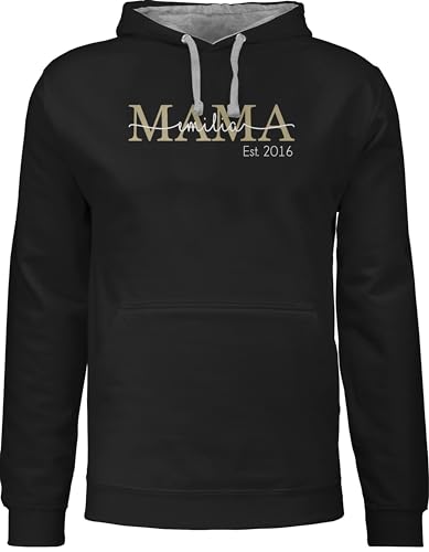 Pullover Herren Frauen Hoodie Kontrast zweifarbig - Mutti Mama Mom Geschenk zum Muttertag - L - Schwarz/Grau meliert - Mutter Geschenke mütter schöne muttertagsgeschenke Mum muttertaggeschenke von Geschenk mit Namen personalisiert by Shirtracer