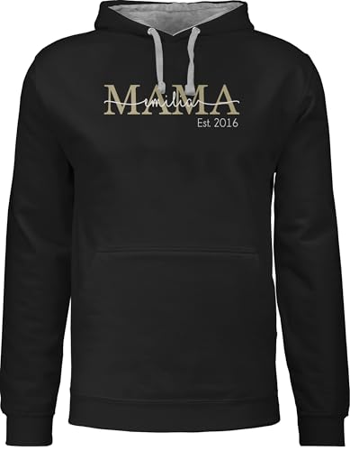 Pullover Herren Frauen Hoodie Kontrast zweifarbig - Mutti Mama Mom Geschenk zum Muttertag - L - Schwarz/Grau meliert - personalisierte Mum Geschenke für mütter Mutter mutterzagsgeschenke est von Geschenk mit Namen personalisiert by Shirtracer