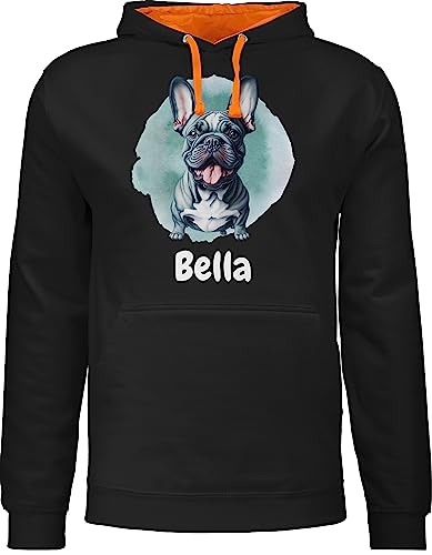 Pullover Herren Frauen Hoodie Kontrast zweifarbig - Hunde - Französische Bulldogge - Hundebesitzern Geschenk - M - Schwarz/Orange - französische tiermotive Hund hundemotiven von Geschenk mit Namen personalisiert by Shirtracer