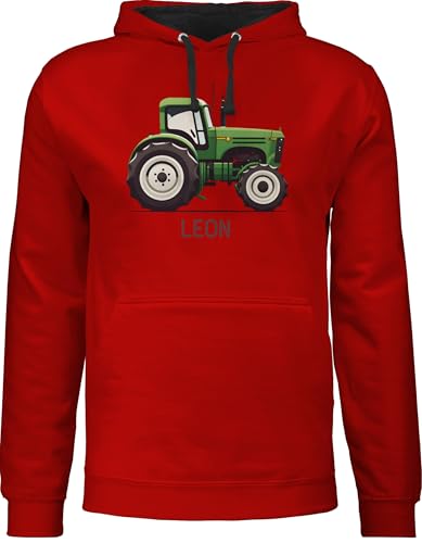 Pullover Herren Frauen Hoodie Kontrast zweifarbig - Traktor mit Name personalisiert I Landwirte Geschenk Landwirt I Traktoren Geschenke Trecker I Landwirtschaft - L - Rot/Schwarz - Erwachsene und von Geschenk mit Namen personalisiert by Shirtracer
