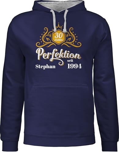 Pullover Herren Frauen Hoodie Kontrast zweifarbig - 30. Geburtstag - 30 Jahre Perfektion seit 1994 Legende - XL - Navy Blau/Grau meliert - dreißig hoodies 30.geburtstag zum geb name geschenke für von Geschenk mit Namen personalisiert by Shirtracer