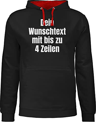 Pullover Herren Frauen Hoodie Kontrast zweifarbig - Aufdruck selbst gestalten - Wunschtext - 4XL - Schwarz/Rot - text bedrucken eigenem druck individualisieren nur schrift zum selber dein bedruckt von Geschenk mit Namen personalisiert by Shirtracer