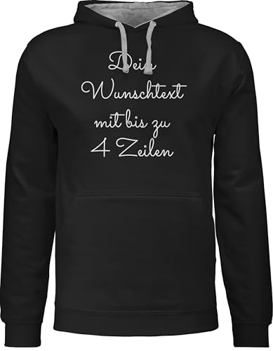 Pullover Herren Frauen Hoodie Kontrast zweifarbig - Aufdruck selbst gestalten - Wunschtext I Geschenk personalisiert - M - Schwarz/Grau meliert - eigenem Druck Baumwolle zum selber personalisierte von Geschenk mit Namen personalisiert by Shirtracer