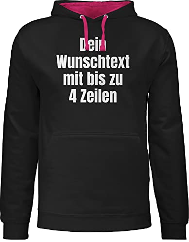 Pullover Herren Frauen Hoodie Kontrast zweifarbig - Aufdruck selbst gestalten - Wunschtext - S - Schwarz/Fuchsia - wunsch text personalisierbar own name beschriftbar bedruckbare bedruckt lassen von Geschenk mit Namen personalisiert by Shirtracer