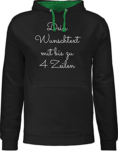 Pullover Herren Frauen Hoodie Kontrast zweifarbig - Aufdruck selbst gestalten - Wunschtext - S - Schwarz/Grün - selber Bedrucken Text beschrifte Name: Bedruckt Lassen personalisierbar own Name von Geschenk mit Namen personalisiert by Shirtracer