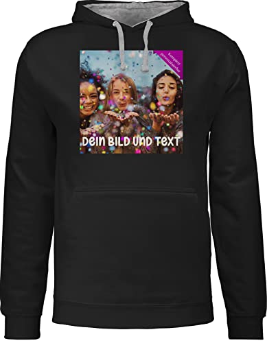 Pullover Herren Frauen Hoodie Kontrast zweifarbig - Foto eigenem - Fotogeschenk I Geschenk Bild personalisiert I Geschenk mit Bild I Custom Photo - L - Schwarz/Grau meliert - Bedrucken Pullover Herren Frauen Hoodie Kontrast zweifarbig - Foto eigenem - Fotogeschenk I Geschenk Bild personalisiert I Geschenk mit Bild I Custom Photo - L - Schwarz/Grau meliert - Bedrucken von Geschenk mit Namen personalisiert by Shirtracer