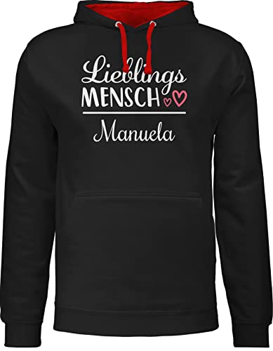 Pullover Herren Frauen Hoodie Kontrast zweifarbig - Freund - Geschenk Lieblingsmensch mit Namen - L - Schwarz/Rot - kumpels personalisierte Geschenke Beste Freundin Gute Freunde Guten Kumpel Bester von Geschenk mit Namen personalisiert by Shirtracer