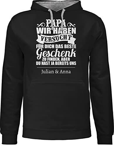 Pullover Herren Frauen Hoodie Kontrast zweifarbig Papa Väter Vatertag - 3XL - Schwarz/Grau meliert - Geschenke Vater personalisiertes Vatertagsgeschenk für von Geschenk mit Namen personalisiert by Shirtracer