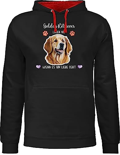 Pullover Herren Frauen Hoodie Kontrast zweifarbig - Hunde - Golden Retriever - Geschenk Hundebesitzern - 3XL - Schwarz/Rot - Hund Hundebesitzer Name hundemotiv personalisierte und eigenem von Geschenk mit Namen personalisiert by Shirtracer