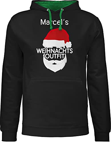 Pullover Herren Frauen Hoodie Kontrast zweifarbig - Weihnachten Geschenke Christmas - Weihnachtsoutfit mit Name - M - Schwarz/Grün - Weihnachts Damen weihnachtliche weihnacht weihnachtsmotive von Geschenk mit Namen personalisiert by Shirtracer