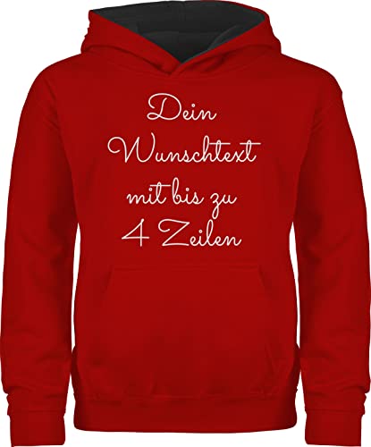 Pullover Kinder Hoodie Jungen Mädchen - Aufdruck selbst gestalten - Wunschtext - 128 (7/8 Jahre) - Rot/Schwarz - individueller text geschenke für junges paar eigener name individuellen druck von Geschenk mit Namen personalisiert by Shirtracer