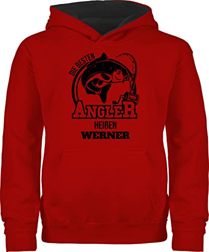 Pullover Kinder Hoodie Jungen Mädchen - Angeln - Angler Geschenk - 116 (5/6 Jahre) - Rot/Schwarz - Angel Geschenke angelzubehör Fisch Name Geschenk+für+Angler fischen Sachen personalisierte von Geschenk mit Namen personalisiert by Shirtracer