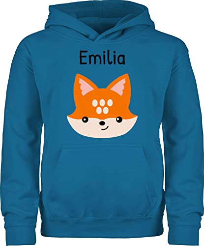 Kinder Hoodie Jungen Mädchen - Süßer schlauer Fuchs - 116 (5/6 Jahre) - Himmelblau - personalisierte Hoodies +mit+Fuchs Name oodie personalisierter Pullover Kindergarten Hoody Kids von Geschenk mit Namen personalisiert by Shirtracer