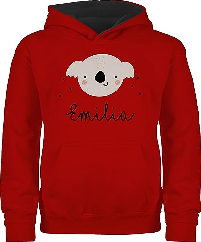 Geschenk mit Namen personalisiert by Shirtracer Pullover Kinder Hoodie Jungen Mädchen - Süßer Koalabär Koala Koalas - 116 (5/6 Jahre) - Rot/Schwarz - Geschenke von Geschenk mit Namen personalisiert by Shirtracer