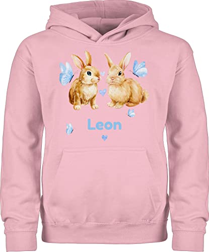 Kinder Hoodie Mädchen - Ostergeschenke Ostern - Süße Hasen Jungen - Osterhasen Geschenk - 140 (9/11 Jahre) - Hellrosa - Happy Easter Pulli Oster für osterngeschenke zu personalisierte Gifts von Geschenk mit Namen personalisiert by Shirtracer