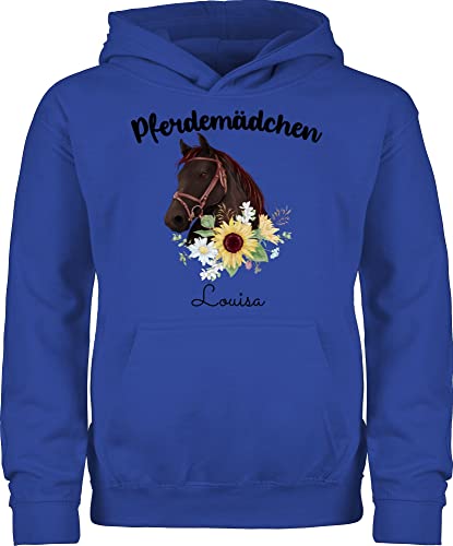 Kinder Hoodie Jungen - Pferd - Pferdemädchen Pferde Mädchen - 152 (12/13 Jahre) - Royalblau - Geschenke für reiterinnen Pullover Pulli Reitsport Pullunder Hoddy reite von Geschenk mit Namen personalisiert by Shirtracer