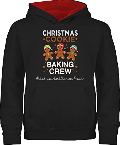 Pullover Kinder Hoodie Jungen Mädchen - Weihnachten Geschenke - Christmas Cookie Baking Crew personalisiert I Weihnachtsbäckerei - 128 (7/8 Jahre) - Schwarz/Rot - Weihnachts backen Hoody weihnacht von Geschenk mit Namen personalisiert by Shirtracer