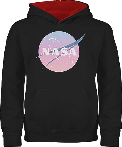 Geschenk mit Namen personalisiert by Shirtracer Pullover Kinder Hoodie Jungen Mädchen - Weltall Weltraum - NASA Logo - 152 (12/13 Jahre) - Schwarz/Rot - Astronauten Planeten Astronaut Rakete von Geschenk mit Namen personalisiert by Shirtracer