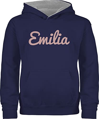 Pullover Kinder Hoodie Jungen Mädchen - für Name - Dein Text - Schriftzug - 140 (9/11 Jahre) - Navy Blau/Grau meliert - personalisierter personalisiertes personalisierte Hoodies Junge von Geschenk mit Namen personalisiert by Shirtracer