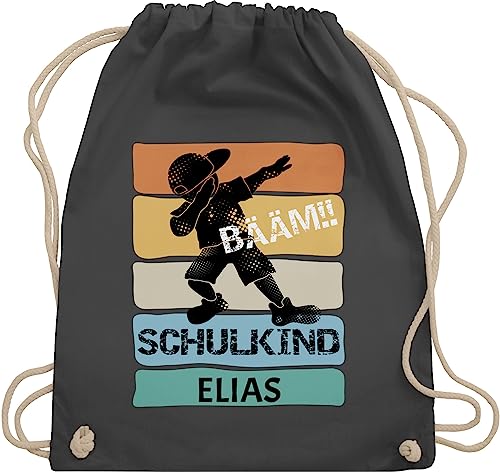 Turnbeutel Rucksack - Schulanfang Einschulung - BÄÄM Schulkind - Unisize - Dunkelgrau - bäàm juterucksäcke schule schul beutel schulkinder bääm beutelrucksäcke junge personalisierte von Geschenk mit Namen personalisiert by Shirtracer