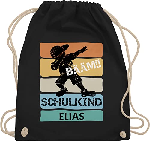 Turnbeutel Rucksack - Schulanfang Einschulung - BÄÄM Schulkind - Unisize - Schwarz - jungen erster schultag sportbeutel schulanfänger bamm beutel stoffbeutel junge zur einschulung-schulkind von Geschenk mit Namen personalisiert by Shirtracer