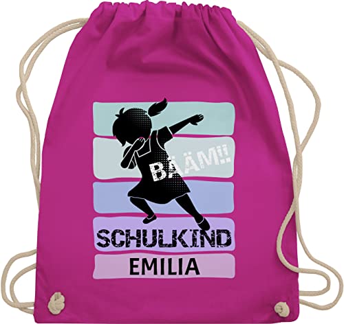 Turnbeutel Rucksack - Schulanfang Einschulung - BÄÄM!! Schulkind Mädchen - Unisize - Fuchsia - turn beutel personalisierte schule einschulungs bääm stoffsackerl personalisierter sportbeutel von Geschenk mit Namen personalisiert by Shirtracer