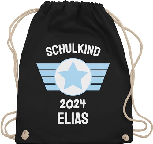 Turnbeutel Rucksack - Schulanfang Einschulung - Schulkind 2024 - Unisize - Schwarz - erster schultag sportbeutel schulanfänger 1.klasse beutel zur einschulung-schulkind beutelrucksäcke von Geschenk mit Namen personalisiert by Shirtracer