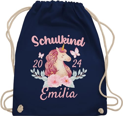 Turnbeutel Rucksack - Schulanfang Einschulung - Schulkind Einhorn 2024 - Unisize - Navy Blau - schulkinder ich starte in die schule tasche mädchen zur einschulung-schulkind jetzt beutel von Geschenk mit Namen personalisiert by Shirtracer