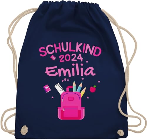 Turnbeutel Rucksack - Schulanfang Einschulung - Schulkind 2024 - Unisize - Navy Blau - juterucksäcke geschenke zum schul beutel schulanfänger endlich in die schule stoffbeutel name zur schulkinder von Geschenk mit Namen personalisiert by Shirtracer