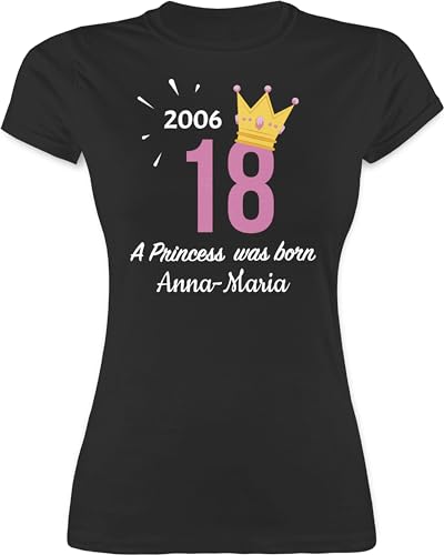 Shirt Damen - 18. Geburtstag - 2006 A Princess was Born - zum Achzehnten - mit Name - XL - Schwarz - t mädchen 18 t-Shirt Tshirt 18.Geburtstag Frauen Geburtstagsgeschenk t.Shirt von Geschenk mit Namen personalisiert by Shirtracer