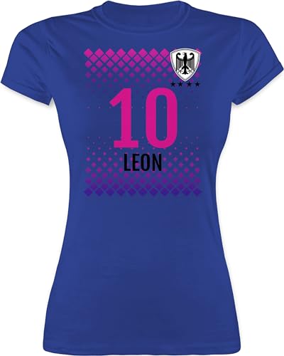 Shirt Damen - 2026 WM Fanartikel - Deutschland Fussball Trikot Germany Name und Nummer personalisiert - XL - Royalblau - 2024 em Trikots fußball personalisierte Funshirts für Frauen em-Trikots von Geschenk mit Namen personalisiert by Shirtracer