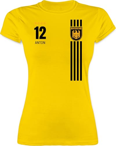 Shirt Damen - 2024 Fussball EM Fanartikel - Deutschland Germany Trikot Style - L - Gelb - Shirts Frauen fußball wm Cup Deutscher Nationalmannschaft Baumwolle Deutschland. Tshirt fußball-Trikots von Geschenk mit Namen personalisiert by Shirtracer