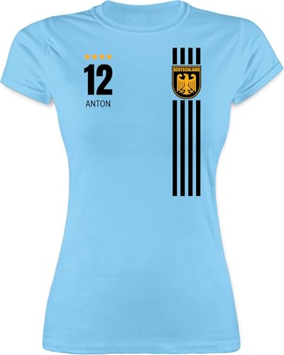 Shirt Damen - 2026 Fussball WM Fanartikel - Deutschland Germany Trikot Style - S - Hellblau - Deutschland-t-Shirt em Trikots fußball deutsche Funshirts für Frauen Deutschland. Tshirt em-Trikots von Geschenk mit Namen personalisiert by Shirtracer