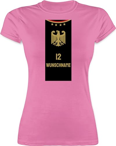 Shirt Damen - 2024 Fussball EM Fanartikel - Deutschland Trikot - schwarzer Streifen - L - Rosa - fußball t-Shirt wm 24 Tshirt Europa Frauen t von Geschenk mit Namen personalisiert by Shirtracer