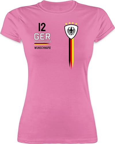 Shirt Damen - 2024 Fussball EM Fanartikel - Deutschland WM Trikot Farben - XL - Rosa - fußball Germany t-Shirt Europa Name Tshirt Frauen von Geschenk mit Namen personalisiert by Shirtracer