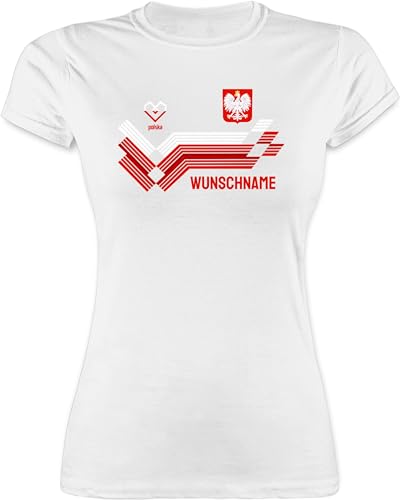 Shirt Damen - 2026 Fussball WM Fanartikel - Personalisierbares Polen Motiv Trikot | Individuelles Polska Design mit Wappen und Landesfarben | Mit eigenem Namen | Poland - M - Weiß - em Trikots von Geschenk mit Namen personalisiert by Shirtracer