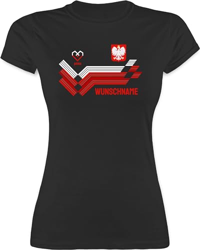 Shirt Damen - 2026 Fussball WM Fanartikel - Personalisierbares Polen Motiv Trikot | Individuelles Polska Design mit Wappen und Landesfarben | Mit eigenem Namen | Poland - XL - Schwarz - em Trikots von Geschenk mit Namen personalisiert by Shirtracer