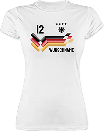 Shirt Damen - 2026 Fussball WM Fanartikel - Trikot mit anpassbarem Namen und Trikotnummer - L - Weiß - em Trikots fußball German Tshirt em-Trikots fußball. Germany t-Shirt fußball-Trikots von Geschenk mit Namen personalisiert by Shirtracer
