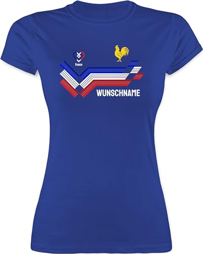 Shirt Damen - 2026 Fussball WM Fanartikel - Personalisierbares Frankreich Motiv Trikot | Individuelles France Design mit Wappen und Landesfarben | Mit eigenem Namen - L - Royalblau - em Trikots von Geschenk mit Namen personalisiert by Shirtracer