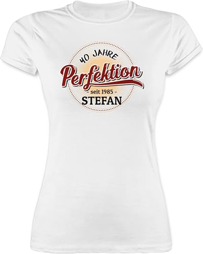 Shirt Damen - 40 Jahre Perfektion seit 1985 mit Name I 40. Geburtstag I Vierzigster - S - Weiß - 1983 Tshirt zum 40.Geburtstag vierzigsten personalisierter Funshirts für Frauen t Frau jährige von Geschenk mit Namen personalisiert by Shirtracer