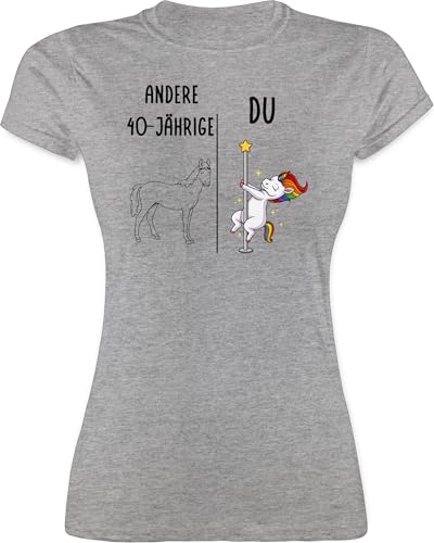 Shirt Damen - 40. - Einhorn Andere Du zum 40 Geburtstag Geschenk Lustig - M - Grau meliert - t Frau Tshirt Name 40.Geburtstag Jahre für Frauen jährige vierzigsten t-Shirt Years vierzigster von Geschenk mit Namen personalisiert by Shirtracer